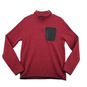Urban Pipeline Sweater Men's Long Sleeve 1/4 Zip Contrasting Pkt. Pullover Red M